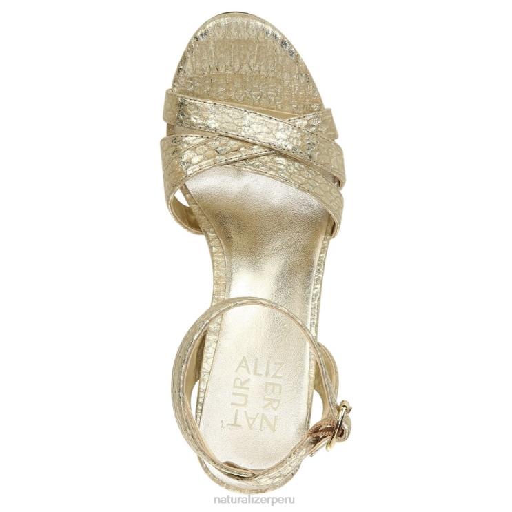 mujer Naturalizer piel de serpiente metalizada dorada sandalia de vestir mallory RTZ4T494 - Imagen 4