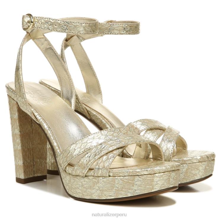 mujer Naturalizer piel de serpiente metalizada dorada sandalia de vestir mallory RTZ4T494 - Imagen 1