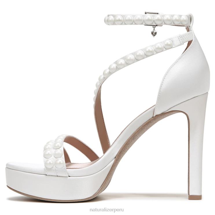mujer Naturalizer tela blanca seda/perlas sandalia de vestir de amor RTZ4T309 - Imagen 3