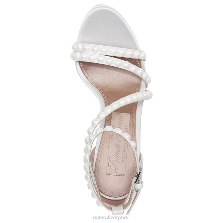 mujer Naturalizer tela blanca seda/perlas sandalia de vestir de amor RTZ4T309 - Imagen 4